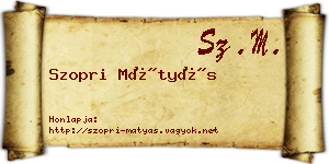 Szopri Mátyás névjegykártya