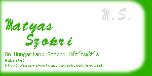 matyas szopri business card